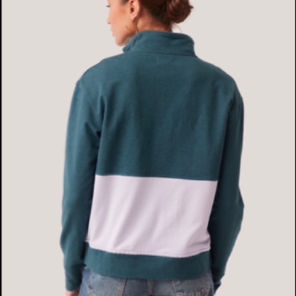 Pact Organic Cotton Teal 1/4 Zip Gorpcore Pullover Sweatshirt XS - Picture 3 of 6